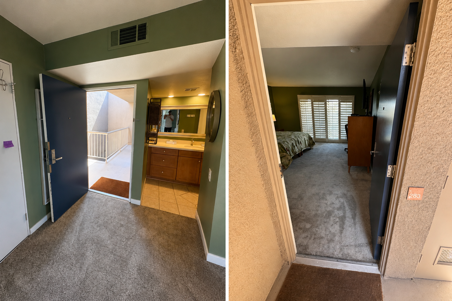 Private suite entry and lock-off bedroom access for Unit 283